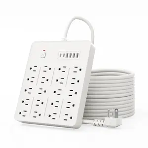Power Strip 26-in-1, 20 AC Outlets and 4 USB and 2 Type-C Charging Ports, 2000W/15A, 6Ft Flat Plug Heavy Duty Extension Cord for Home, Office, Dorm, Gaming Room