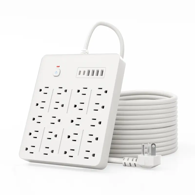 Heavy Duty Power Extension Cord Socket - 26-in-1 Plug Extender, 20 Outlet Extenders, 4 USB Ports, 2 Type-C Ports, 2000W Load/15A 6Ft Flat Plug, Indoor Home Improvement Electrical Accessory for Dorm, Office, Accessories
