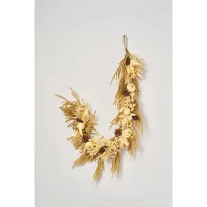 Harvest Wheat - Mixed Cream & Neutral Pumpkin, Gourd, Berry & Raffia Fall Mantle Garland Table Runner