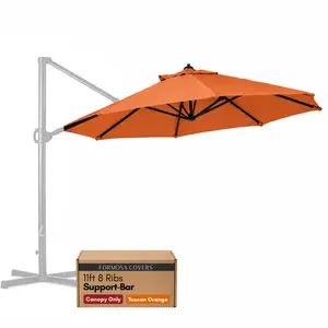 11ft Cantilever Supported Bar Umbrella 8 Rib Replacement Canopy Tuscan Orange rust resistant cantilever patio umbrellas Solar