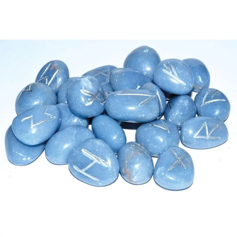 Angelite Rune Set — 24 Elder Futhark Stones for Angel Work