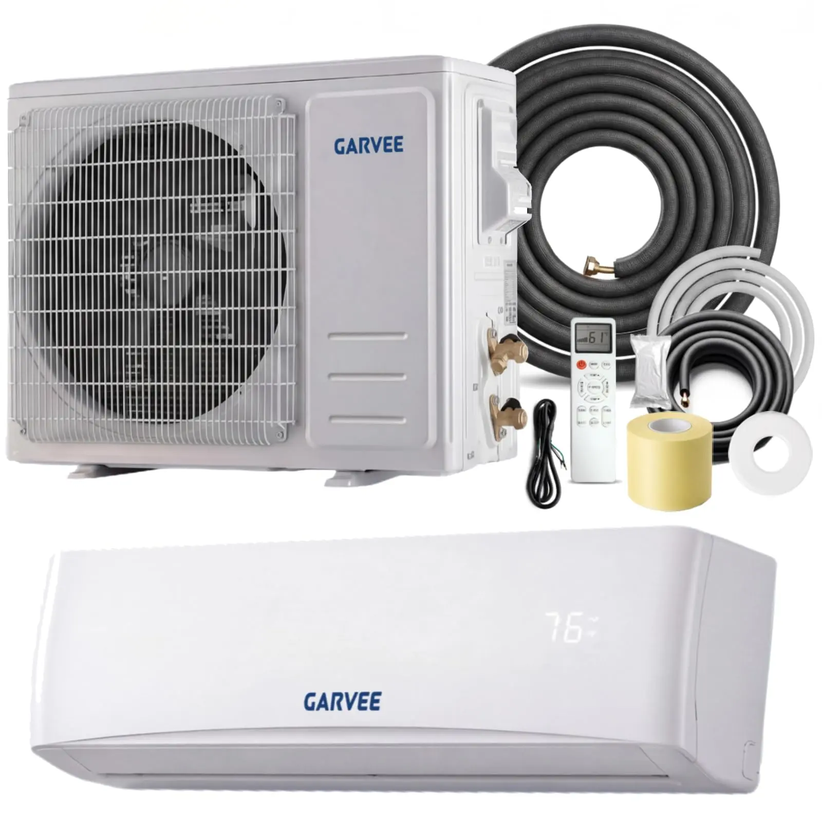 Garvee 12000 BTU Mini Split Air Conditioner & Heat Pump, 17 SEER2 115V Ductless Inverter System, R32 Refrigerant, 4-in-1, Timer, Sleep/Quiet, Auto Clean, Cools Up to 750 Sq.Ft for Bedroom
