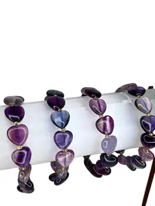 High Quality Icy Heart Shape Fluorite Crystal Bracelet for Women - Fashion Accessory, Natural Material, Heart-Shaped Beads, 11mm Bohemian