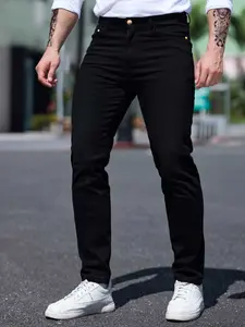 Men's Classic Straight-Leg Jeans, Slim-Fitting Casual Comfortable Long Pants, Spring Summer Water Washed Micro-Elastic Denim