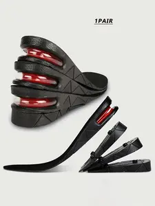 1 Pair 4-Layer Height Increase Full Insoles, 3 Adjustable Heights, Air Cushion Shock Absorption, Height Increasing Insoles