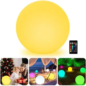 16-inch LED Globe Orb Light, Rechargeable Glowing Ball Light w/Remote, Dimmable RGB Color Changing Glowing Orb for  Adult,  Light Up Ball Night Light Mood Lamp for  Garden Patio Party