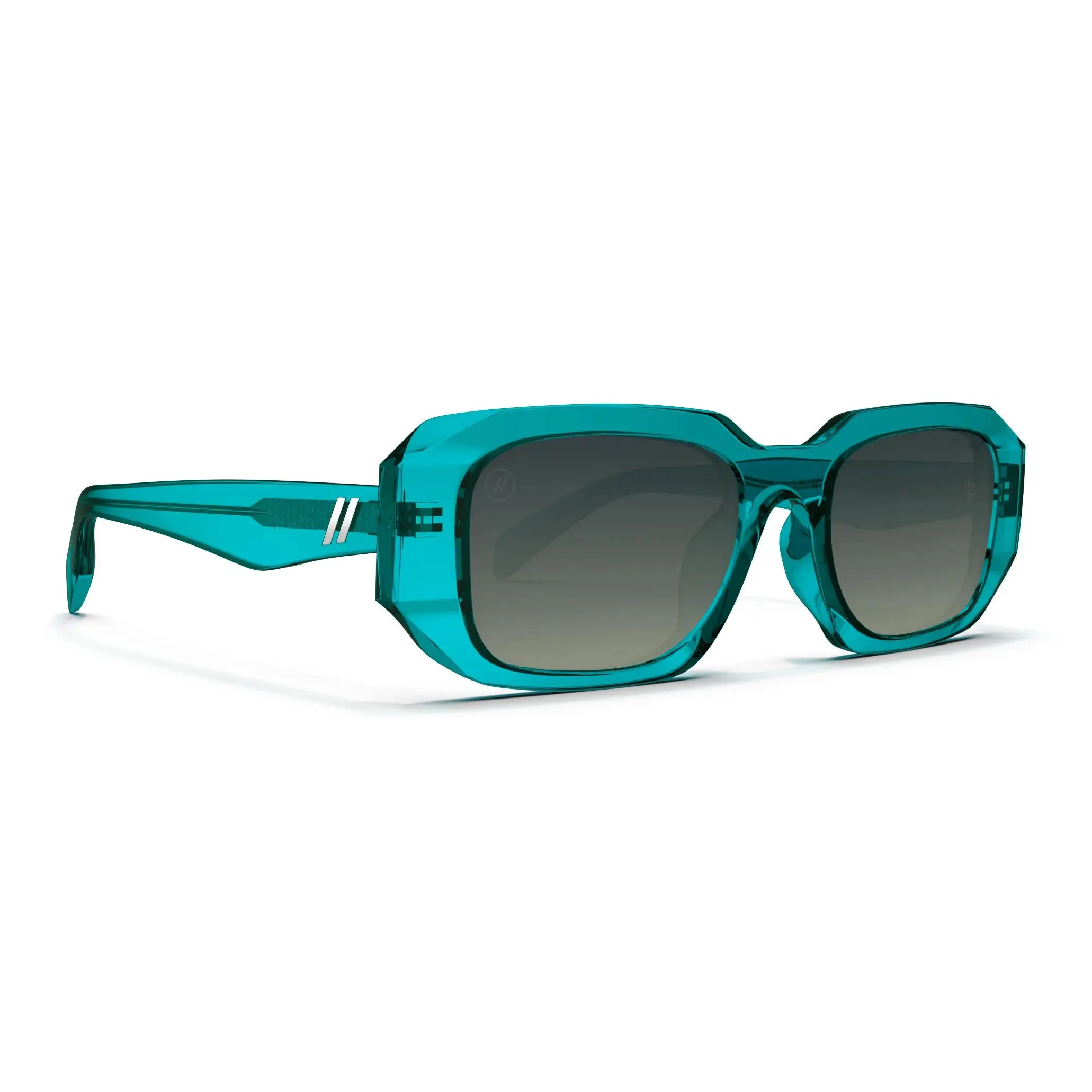 Blenders Onyx Tropical Current Unisex Sunglasses Gloss Transparent Teal Frame Polarized PureBlend™ Teal Gradient Lenses UV Protection