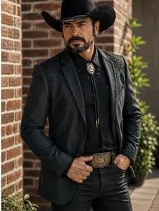 Men’s Western Blazer Jacket Cowboy Embroidered Dress Suit Coat for Rodeo Weddings Country Concert Formal Outfit