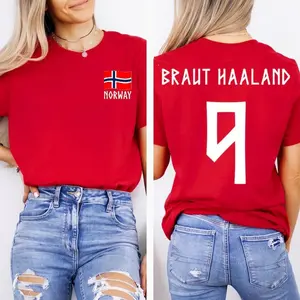 Retro Haaland 9 Norway Soccer Tee, Erling Haaland Shirt, Norway Flag Game Day Graphic