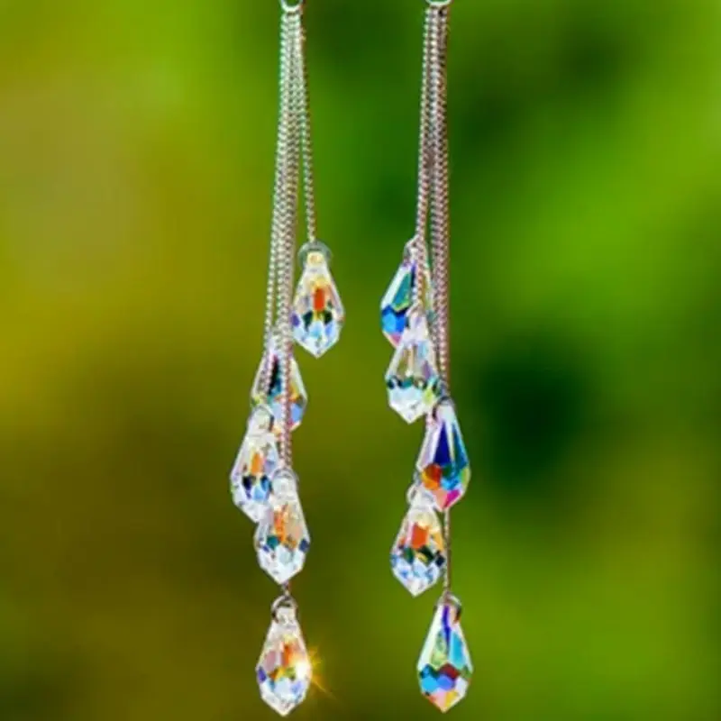 1 Pair Minimalist Elegant Plain Artificial Gemstone Design Dangle Teardrop Shining Earrings Jewelry For Gift