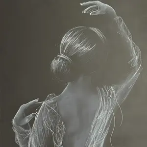 The Ballerina: Her Adagio – 30x40 Original Charcoal Art on Canvas Decor Poster