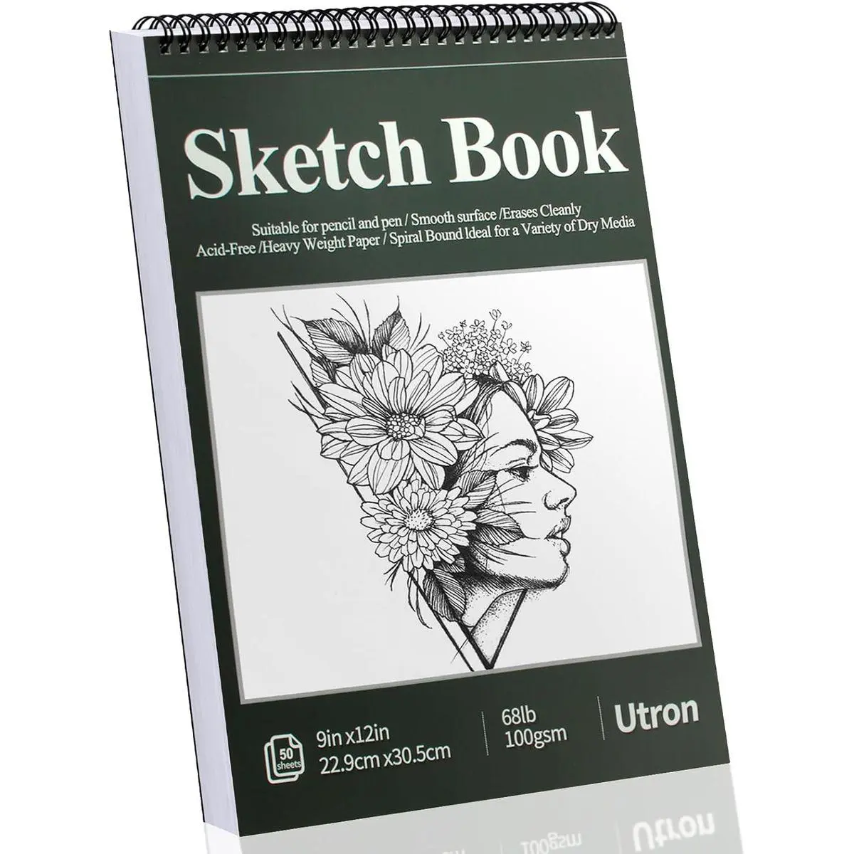 9"x12" Sketchbook Drawing, Top Spiral Sketching Pad, 100GSM/68LB Acid Free Art Sketching Pad, Drawing Paper, Beginner Artist (50 Sheets, White)