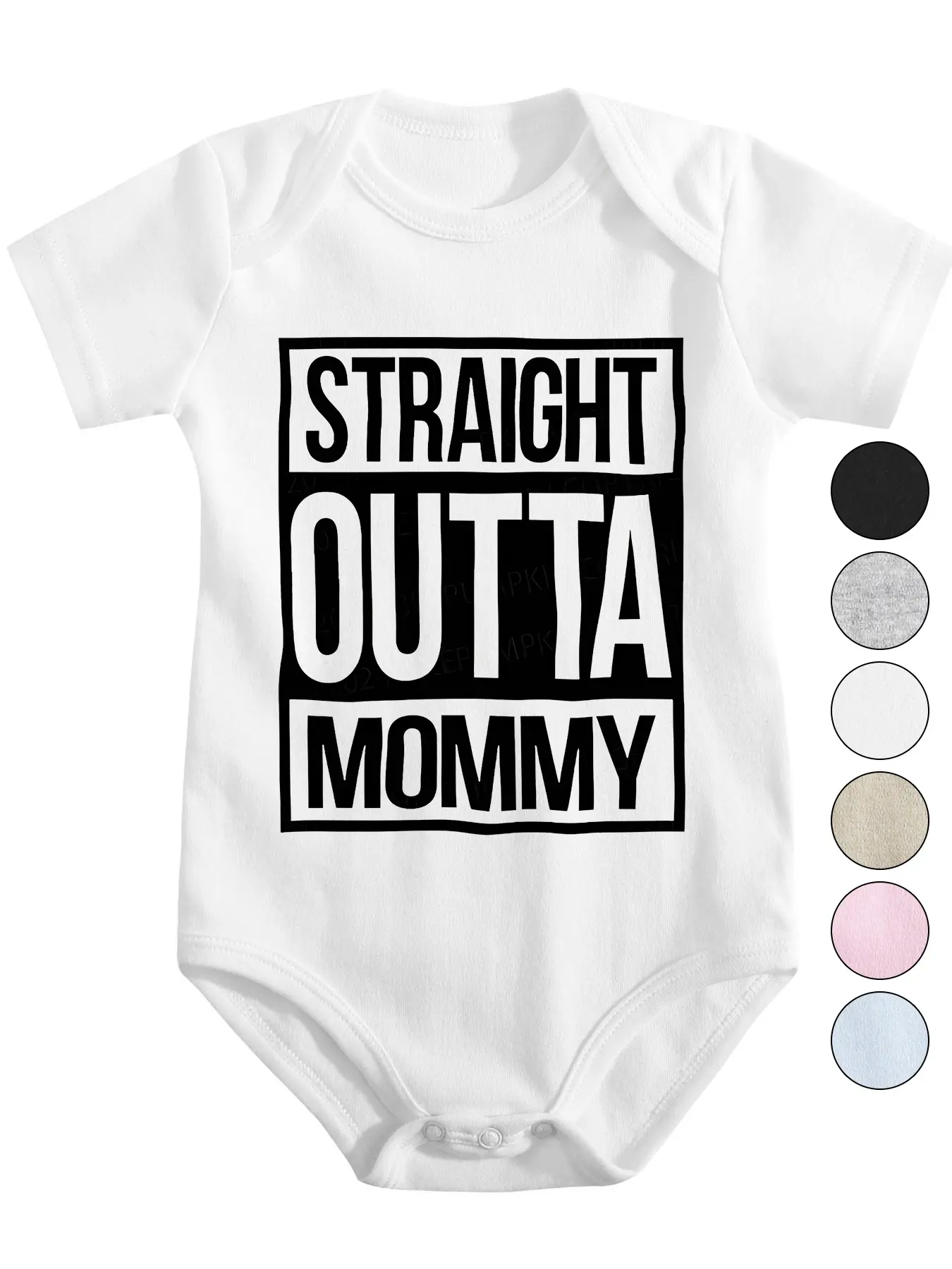 PUEMCO Straight Outta Mommy Baby Bodysuit, Bold Block Box Letter Funny Newborn Cotton Onesie Multiple Colors