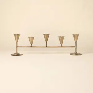 20" Metal Tabletop Taper Candelabra Brass Finish - Hearth & Hand with Magnolia
