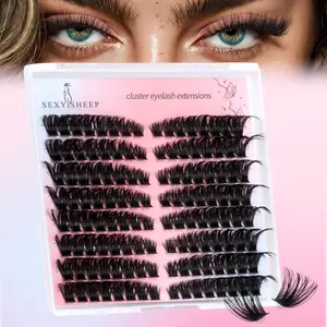 Dense Eyelash Set, 128 Pcs D-Curl Individual Lashes, Eyelash Extensions, Diy Volume Eyelashes, DIY Home Extension Kit with Glue & Sealer Tweezers, Beginner Friendly