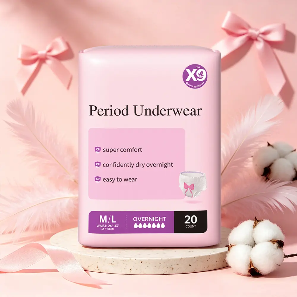 Women's X9 Disposable Menstrual Underwear - High-Waisted, Leakproof, Elastic, Super Absorbent, Cellulose-Non-Woven Fabric, Easy On/Off, for Heavy Flow, Postpartum Use, Multi-Pack Article of Underwear with Polyethylene