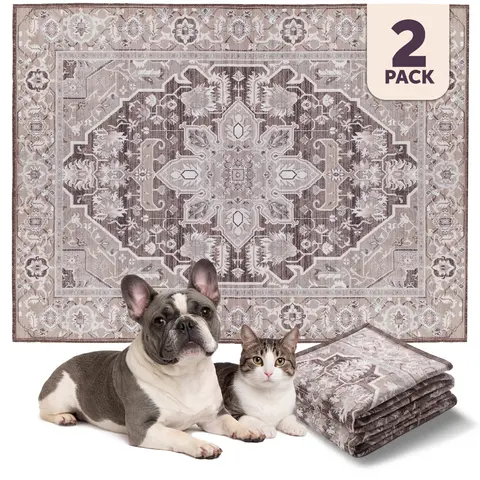 Lovewag Washable Dog Pads, Pack of 2, Machine Washable, Eco-Friendly & Leak-Proof, for Cars and Sofas, 36" x 48", Multiple Designs: Caramel Creme, Indigo Garden, Mystic Fuchsia, Gilded Path