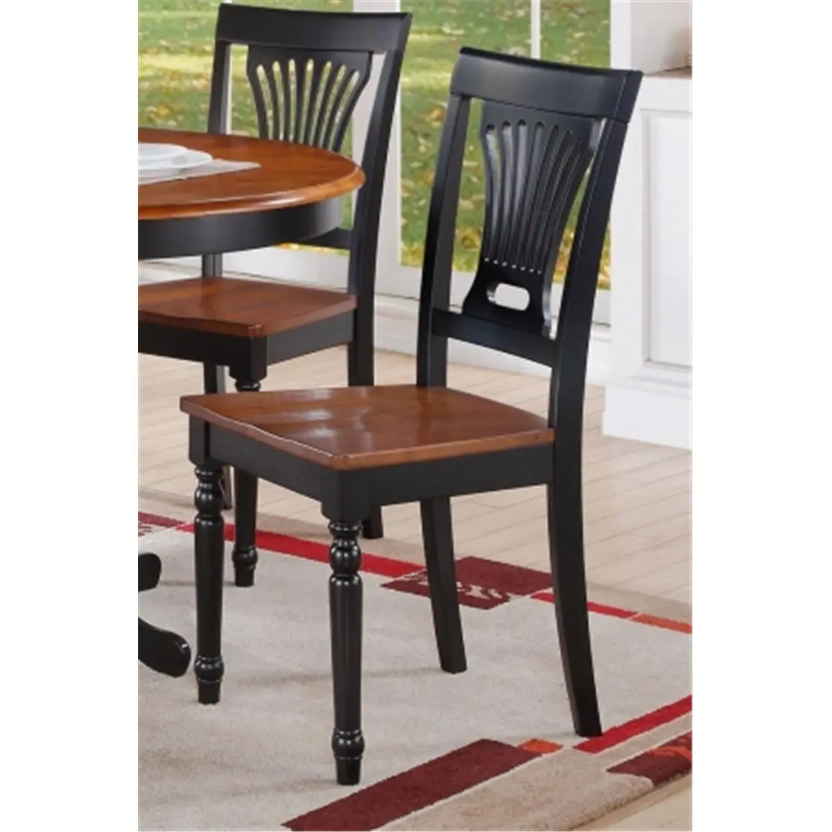212 MAIN Plainville Hardwood Dining Chairs - Set of 2 Multi-Item Stylish Chairs, Wood Seat, Black-Cherry Finish, Tapered Backs, 38" Height, Multi-Item Dining Chairs