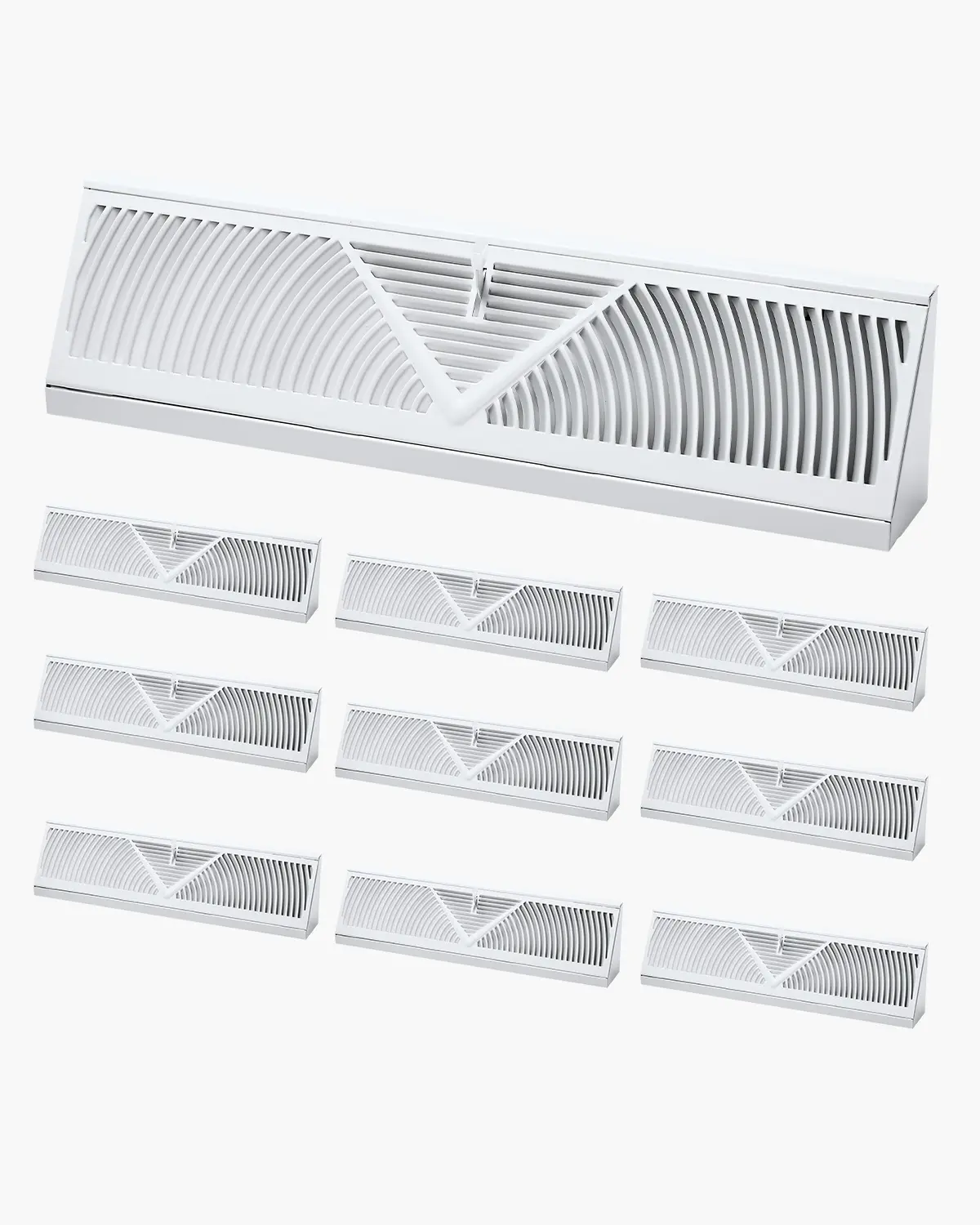 VEVOR 18-Inch Floor Registers 10-Piece Set, Baseboard Registers with Screws, Heavy-Duty Walkable Iron HVAC Vents for Indoor HVAC Users, Rustproof Anti-Peeling Detachable Adjustable Metal Damper Air Deflector for Home Living Room