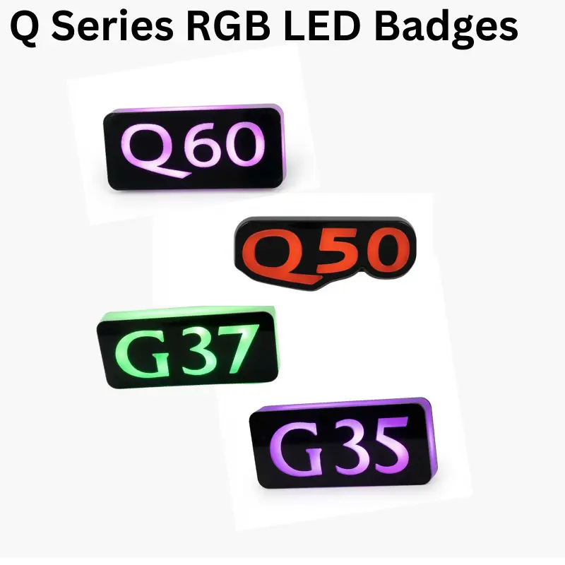 RGB LED Grille Badge for Infiniti Q60, Q50, G37, and G35 Luxe, Sensory, and Red Sport 400 App Controlled Light Up Emblem