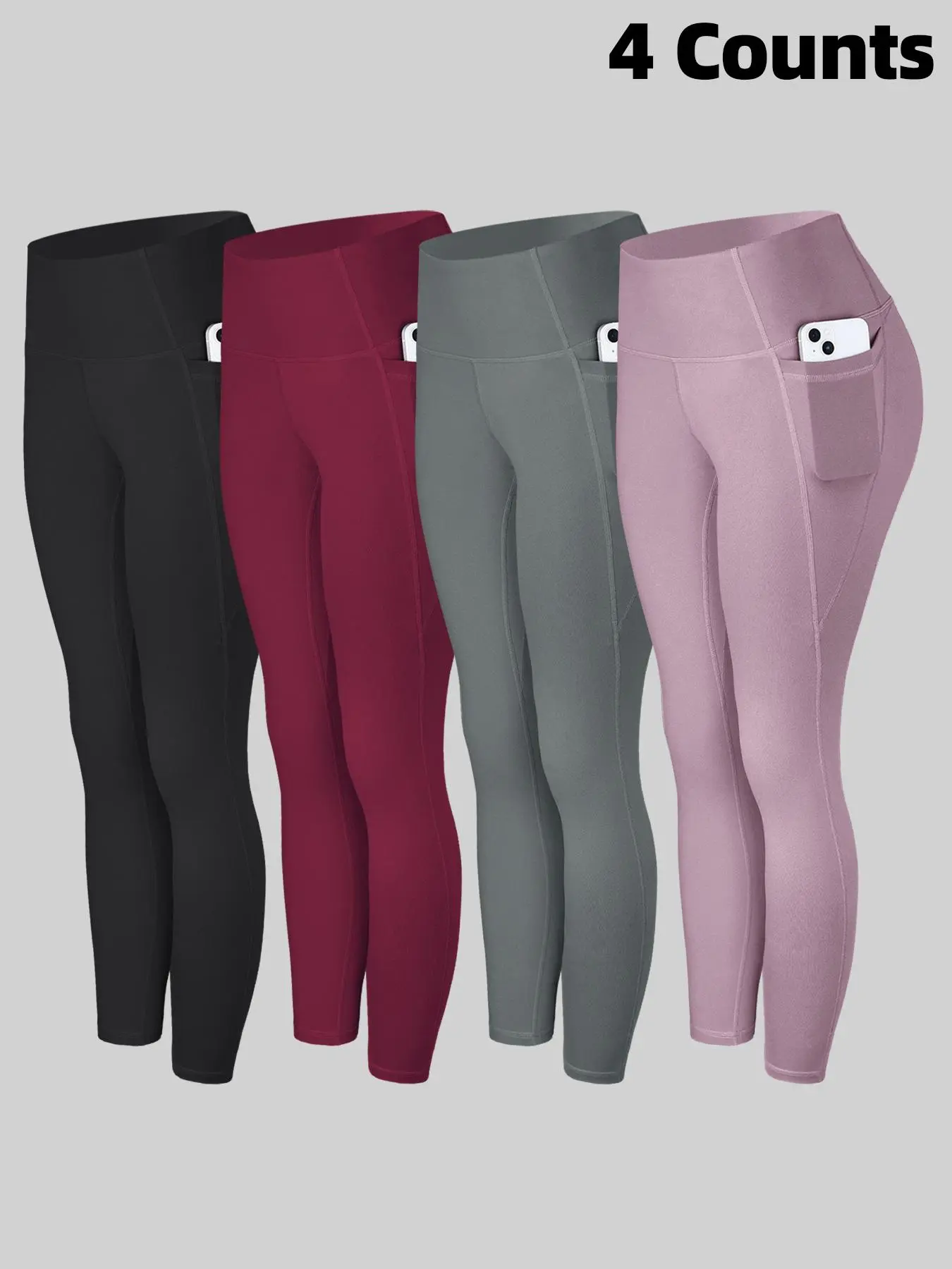 Women's Solid High Waist Sports Leggings, Casual Comfy Breathable Skinny Pants for Yoga Gym Workout, Ladies Sportswear for All Seasons, Womenswear