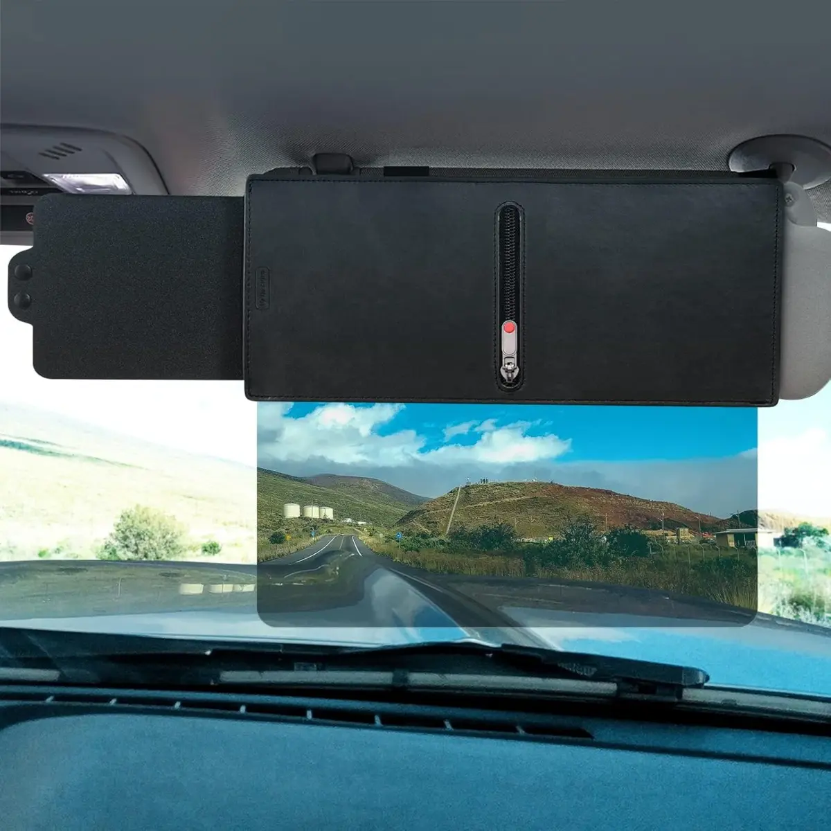 Car Sun Visor Extender Polarized Anti Glare UV400 Protection Universal Fit with Side Shade PC Lens for Most Cars Trucks SUVs Safe Driving