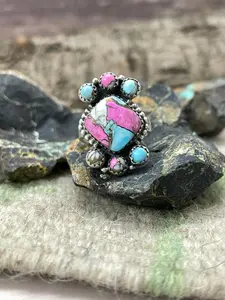 Handmade Sterling Silver Cotton Candy Adjustable Ring "Signed Nizhoni" (3)