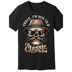Cotton Men's "I'm Not Old, I'm Classic Foo" Graphic Tee - Funny Cholo Chicano Lowrider Design