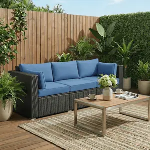 2 Packages 3-Seater Outdoor Rattan Sofa with 4.3" Thick Cushions, Includes Rain Cover and Lumbar Pillows, 992lb Capacity Hand-Woven PE Wicker for Patio/Poolside/Garden/Deck