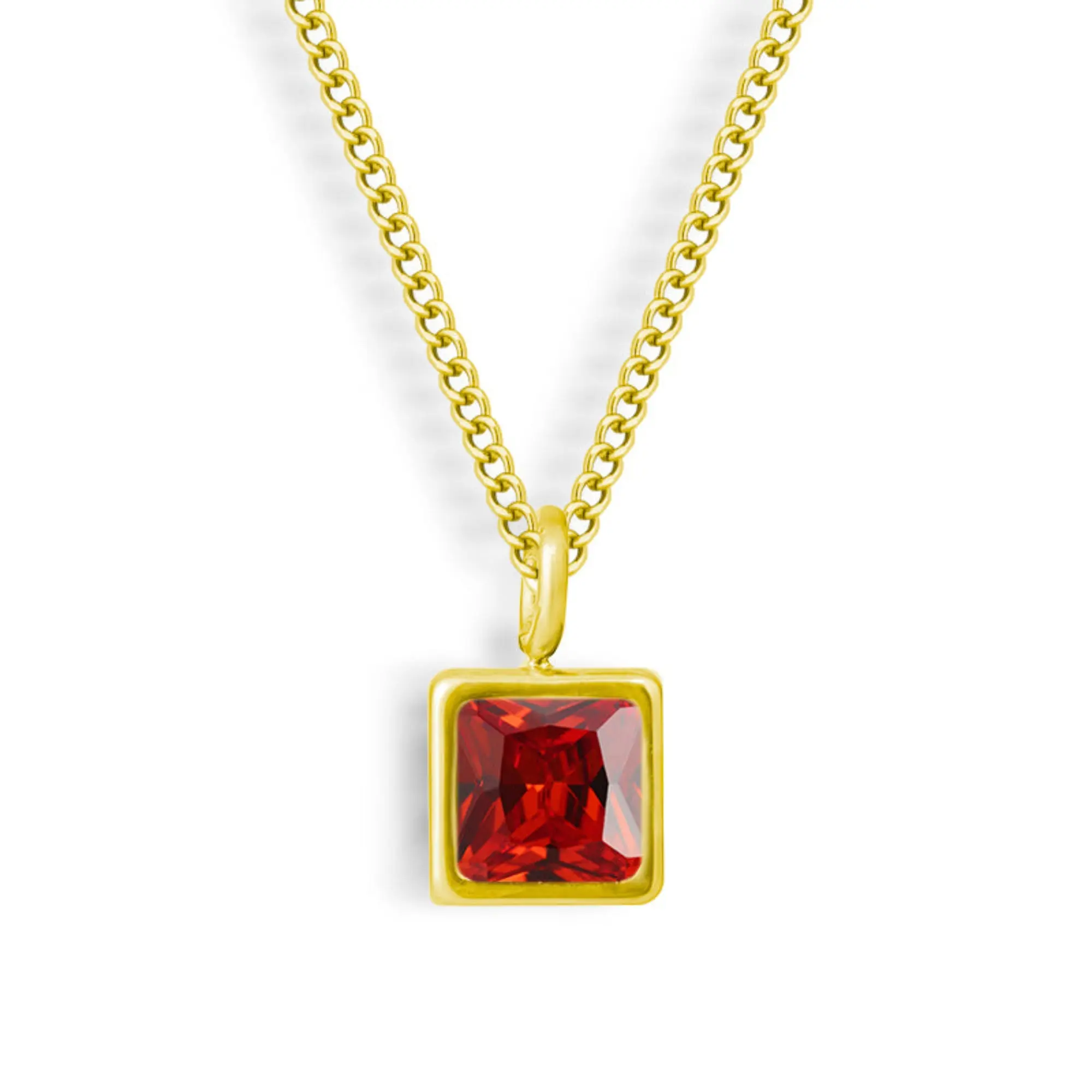 18K Gold Waterproof, Garnet - January CZ