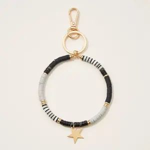 Natural Stone Beaded Bracelet Keychain