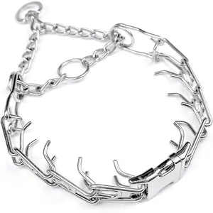 Dog Training Collar, Adjustable Dog Pinch Collar with Quick Release Buckle, No Pull Collar for Small Medium Large Dogs, Extra Link and Caps (S (Neck: 13"-17'' 2.25mm))