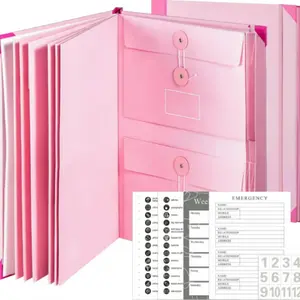 12-Pocket Pink Expanding File Folder | A4 Document Organizer with Labels for School, Home & Office
