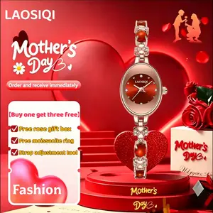 【Mother's Day gift】Wearing a red watch brings good luck and wealth, making it the perfect Mother's Day gift for mom and wife. This waterproof, colorfast, elegant women's watch comes with a free moissanite ring and a rose gift box.