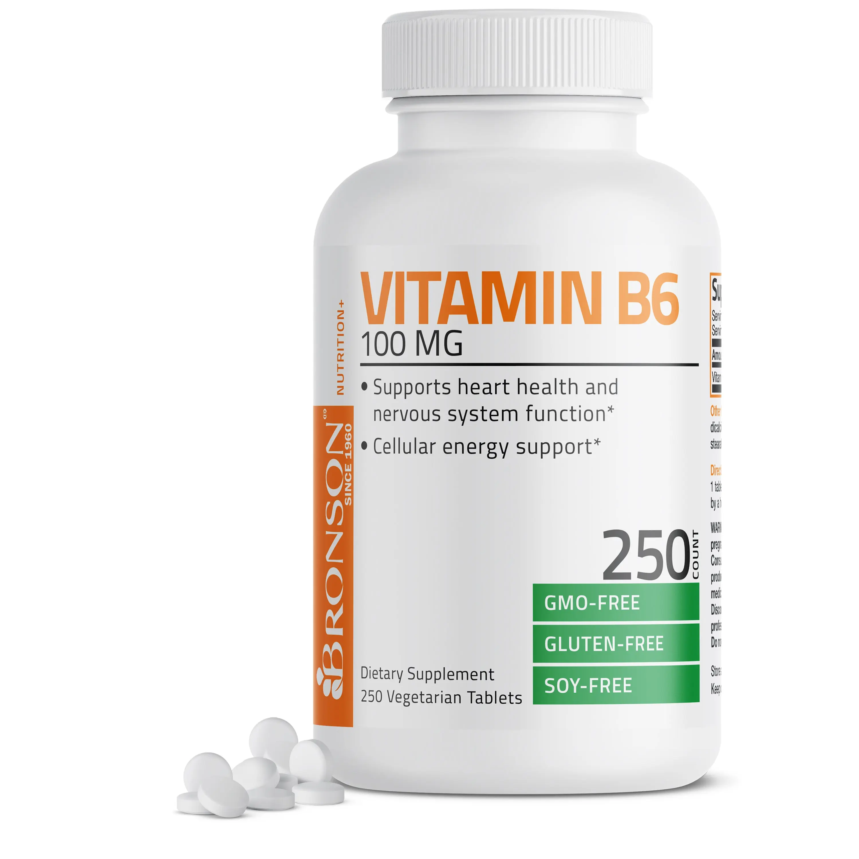 Bronson Vitamin B6 100 mg Premium Vitamin B6 Supplement – Promotes Protein Metabolism and Immune Function Healthcare Fitness bvitamins Edible Dietary
