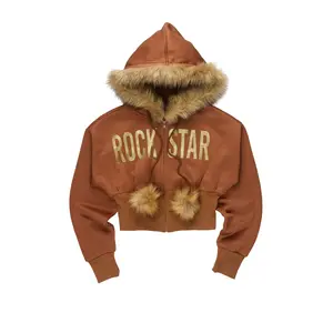 Felecia Brown Zip Up Hoodie With Fur Hood