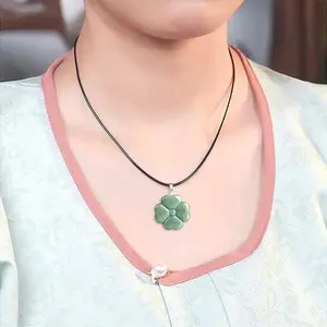 Natural Jade Lucky Clover Pendant Jewelry For Men Women Symbolizing Wealth Fortune Peace Success Elegant Good Luck Accessory