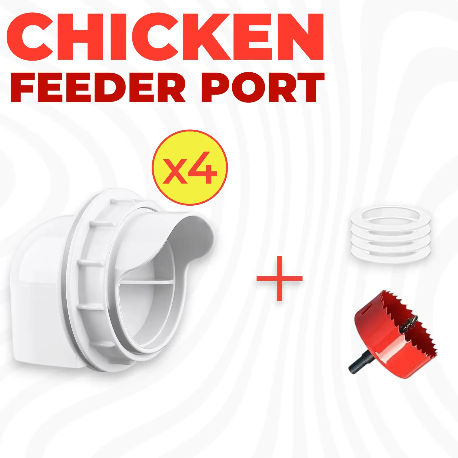 4-Port No-Waste Gravity Chicken Feeder Kit – DIY Automatic Poultry Feeder with Rainproof Covers & Hole Saw