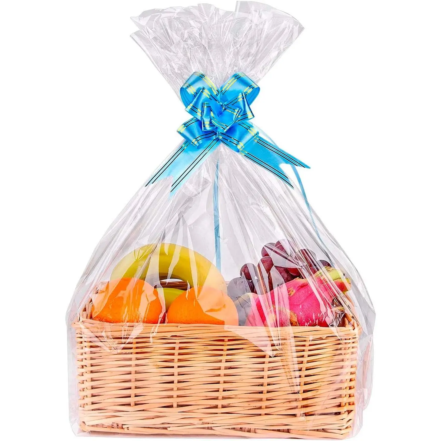 15 Pack Large Clear Cellophane  Bags for Baskets (24"x30")  2 Mil Thick Basket Wrap for  Packaging, Transparent Wrapping for Christmas, Weddings,  Showers, Birthdays & More