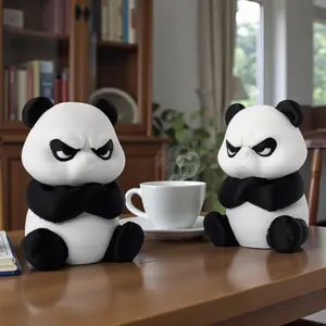 Hot 3D Printed Cute Angry Panda Creative Trendy Toy Simulation Figure Indoor Decoration, Adorable Panda Collectible Model
