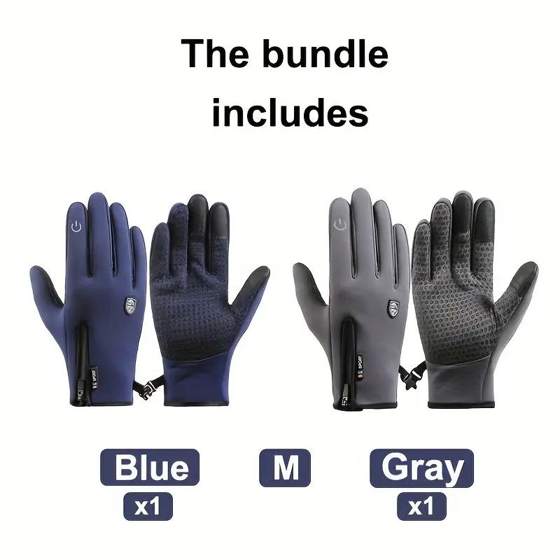 2 Pairs Windproof Winter Cycling Gloves for Men & Women - Thermal Touchscreen Compatible with Devices, Zipper Closure, Non-Slip Grip - Cold Weather Cycling, Skiing, Outdoor Sports - Ideal For Christmas, Halloween, Valentine's - Machine Washable Poly