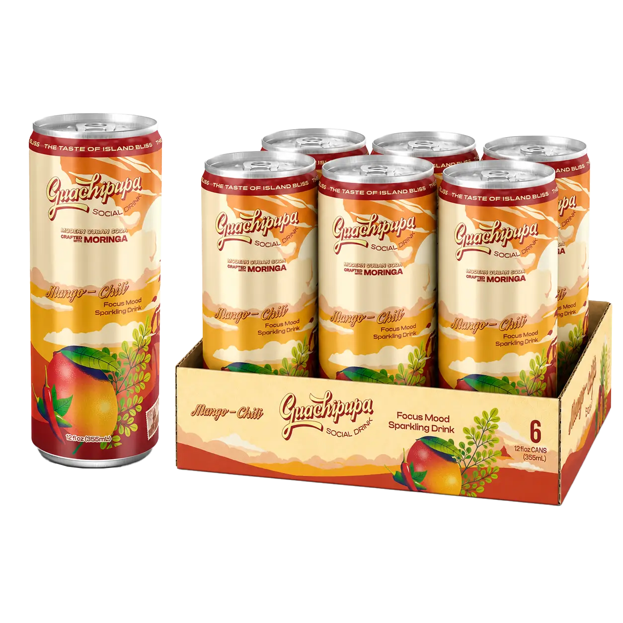 Focus Mood 6-Pack Low Calorie Soda with Moringa