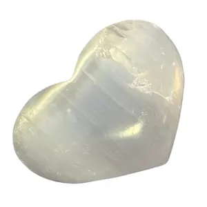 Selenite Crystal Puffy Heart - Meditation Tool - Home Decor