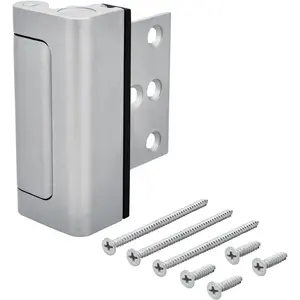 Door Reinforcement Lock,  Door Latch Harden Construction 3" Stop, Satin Nickel