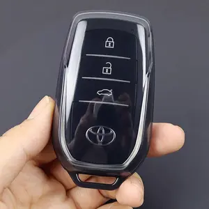 Car Key Case, TPU Total Protective Transparent Key Case, High-end Key Chain, Automotive Supplies for Toyota Highlander Pradoland Land Cruiser Asia Dragon RAV4 Camry Leyling, Car Key Protector