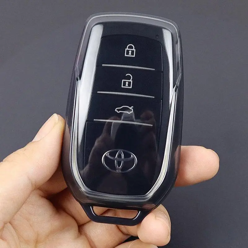 Car Key Case, TPU Total Protective Transparent Key Case, High-end Key Chain, Automotive Supplies for Toyota Highlander Pradoland Land Cruiser Asia Dragon RAV4 Camry Leyling, Car Key Protector, Key Fob Protector, Car Key Accessory, Car Key Cover