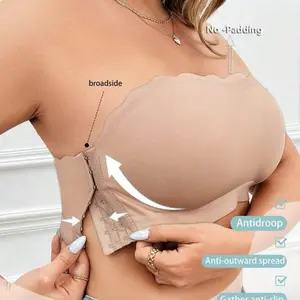 Plus Size Solid Color Wireless Tube Top Bra with Antidroop & Anti-outward Spread Features for Comfortable Wear