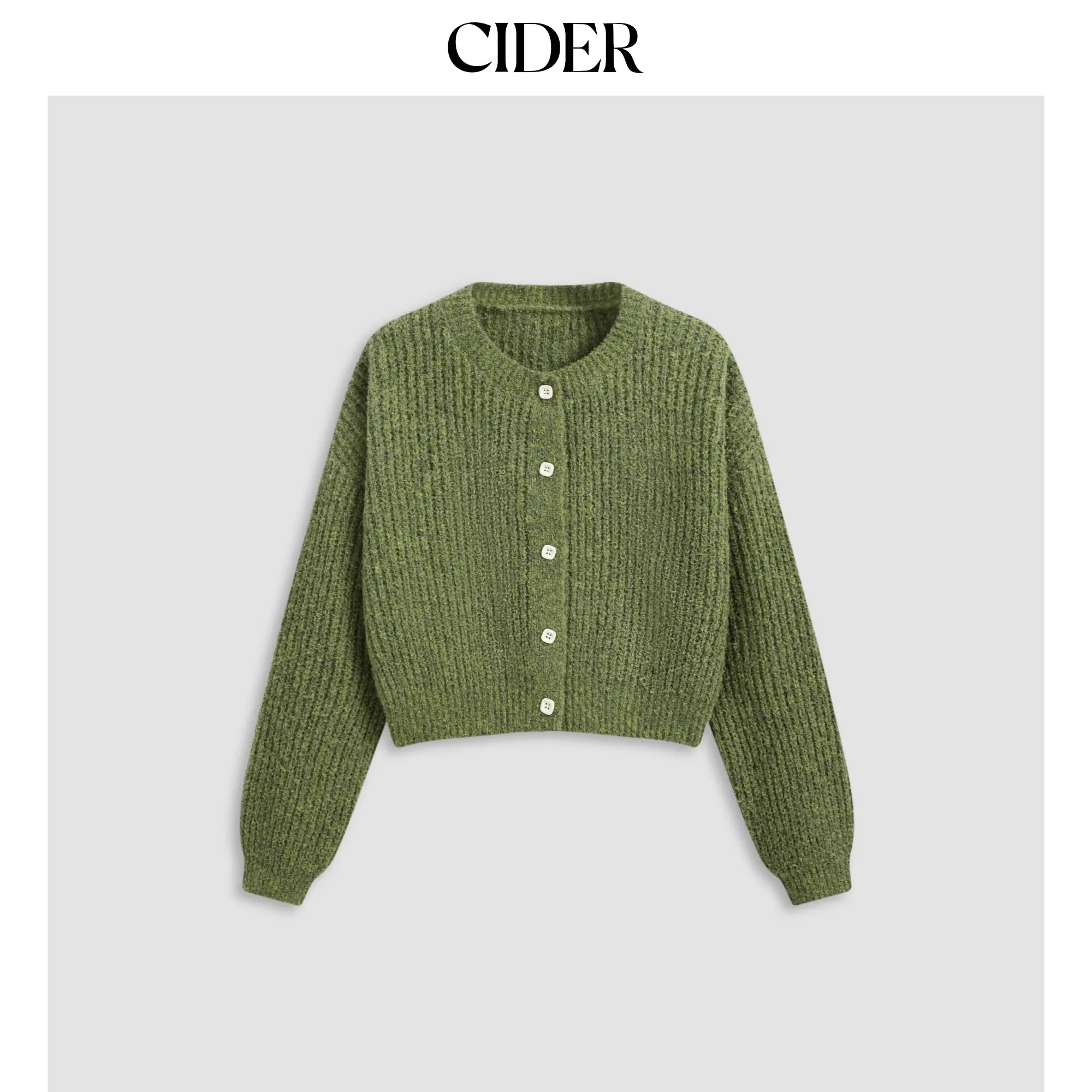 Cider [5 colors, size 0-26] Knit Round Neckline Button Cardigan