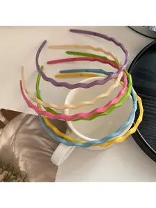 Candy color wavy headband sweet temperament thin headband go out hairpin girl heart hair accessories headgear new 6-piece set