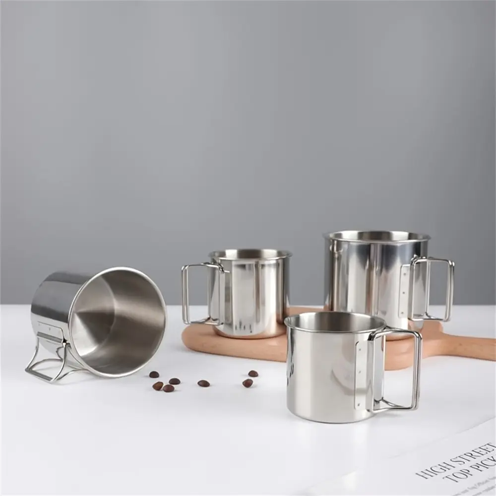 Camping Handle Water Cup Stainless Steel Travel Mug with Handle, Durable BPA-Free, Ideal for Hiking Camping Outdoor Picnic Kitchen Office Use, Camping Coffee Mugs